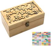 RoseFlower Wooden Essential Oil Storage Box Travel Case with Bottle Cap Label, Holds 24 Bottle for 5-15ml - Aromatherapy Organizer Nail Polish Fragrance Container - Keep Scented Oil Safe & Space Saver