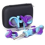 SUNNEKO Silicone Honeybee Vapor Straw,Silicone Honey Straw Kit, Dab Straw,Oil Rigs Bowls,Collector,Titanium Tip,6.5” Silicone Wax Carving Travel Tools Kit with Travel Case (Bule &Purple)