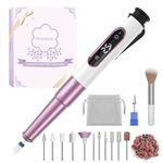 Denabuty Nail Drill Cordless, Electric Nail File 12 in 1 with LED Display, Nail Drill Machine Professional Portable Rechargeable E File for Gel Acrylic Manicure Pedicure Set with 5 Speeds Purple