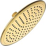 Aqua Elegante Waterfall Showerhead - 9 Inch Large Overhead Rain Shower Head With Self-Clean Nozzles, High Flow Best With Extension Arm - 2.5 GPM - Polished Brass
