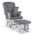 Storkcraft Tuscany Custom Glider and Ottoman, White/Slate Gray Swirl