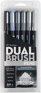 Tombow Dual Brush Pen Art Markers, Grayscale, 6-Pack, DBP6-56166