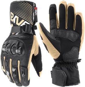 RKV86 Motorcycle Gloves for Men Winter Riding Gloves with Carbon Fiber Protective Motorbike Powersports Racing Gloves with Touchscreen for Outdoor Sports Khaki, Large