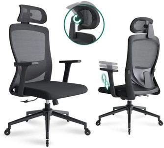 Eucladoceros Sedia ergonomica Sedia da scrivania con schienale alto con supporto lombare regolabile, poggiatesta 2D e braccioli - Sedia da ufficio direzionale in rete a dondolo a 113°,Ruote in gomma