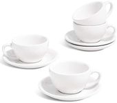 LE TAUCI 3 oz Espresso Cups with Saucers, Demitasse Coffee Cup for Shot, Lungo, Ristretto - 3 inch, Set of 4, White