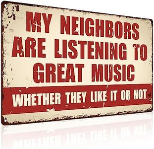 ALKB Funny Music Metal Sign Gifts for Music Lovers - My Neighbors Are Listening to Great Music - Wall Decor for Garage Bar Man Cave Decoration