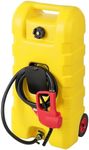 Garvee 15 Gallon Gas Can, Fuel Caddy with Pump, Fuel Transfer Tanks with 10 FT Delivery Hose Diesel Fuel Can for Cars, Lawn Mowers, Boats,Medium, Yellow