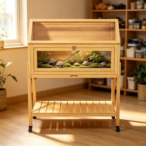 Wooden Turtle House Habitat, Small Indoor and Outdoor Reptile Enclosures