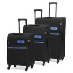 Citizen Journey Pulse Trolley Bag for Travel Set of 3 (57 cm Small, 68 cm Medium & 78 cm Large) Luggage Bag | Polyester Soft Suitcase for Travel with 4 Wheels & Built-in Combination Lock (Black)