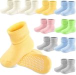 KETKAR 4 Pairs Toddler Non Slip Socks with Grippers Winter Thick Warm Cozy Crew Socks for Baby Kids_3-4 Years