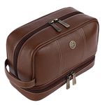 HAMMONDS FLYCATCHER Toiletry Bag For Men&Women-Genuine Leather Travel Organizer Kit-Grooming Kit Organizer-With Multiple Compartments-Brushwood Travel Toiletry Bag For Shaving&Toiletries,11 Cm