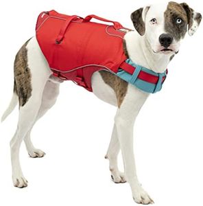 Kurgo Surf n’ Turf Dog Life Jacket | Lifejacket for Dogs | Dog Water Life Vest | Kayak Life Jacket for Pets | Dog Rain Jacket | for Pool or Lake | Reflective | Machine Washable | Chili Red (Medium)