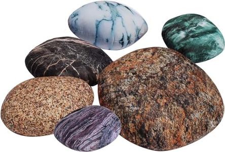 Qupace 6-Piece Set Rock Pillow Covers for Kid Room Pebble Cushions Covers Decorative Pillowcases Colored Stone Photography Props Hidden Zip Removable and Washable(6 Different Sizes)