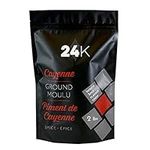 Ground Cayenne Pepper, 2lb (907g) by 24K | Premium Quality, 100% Pure, Natural Dried Ground Cayenne Chili Peppers in Bulk