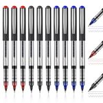 OFFCUP Gel Pens, 10pcs Liquid Ink Rollerball Pen, 0.5mm Quick-Drying Ballpoint Pens Rollerball Pens Writing Pens for Bullet Journal, School & Office Accessories for Students Adults (Black,Blue,Red)