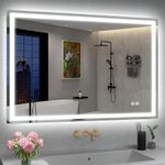 SBAGNO 36''x28'' Bathroom Mirror with Lights, LED Bathroom Vanity Wall Mirror with Anti-Fog, Stepless Dimmable, 3 Colors, Tempered Glass Lighted Vanity Mirror for Bathroom