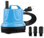 PawLites 3500L/H 60W Submersible Water Fountain Pump For Aquariums Powerful Large Water Pump for Fountain, Suction Cup Bottom Water Circulation Pumps, Air Pump for Pond