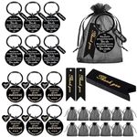 BYBOUS 12 Pcs Thank You Keychain Gifts, Inspirational Quotes Black Keychain Bulk With Thank You Tags Thank You Gift