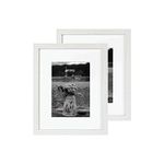 8x10 Photo Picture Frame, White Woodgrain Frame, 2-Pack, with 5x7 Mat and Tempered Glass