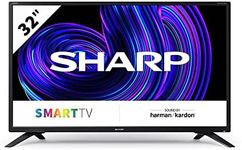SHARP 32EE2K 32 Inch 720p Smart TV, HD Display with Harman/Kardon Speakers, Dolby Digital Audio Decoder, 3 x HDMI Ports, 2 x USB Ports and Freeview HD - Black