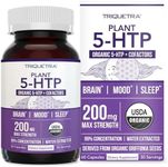 Organic 5-HTP - 200 mg | 99% 5HTP Concentration, Plus Cofactor Vitamin B6 & Lion’s Mane | Water Extracted from Organic Griffonia Seeds | Supports Mood, Cognition & Sleep (60 Capsules | 30 Servings)