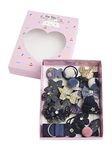 BabyMoon 18Pcs/Set Mix Style Headwear Set Children Baby Accessories Ribbon Bow with Full Covered Clips Hairpins for Girls Princess Crown Hair Accessories with Gift Box (Navy)