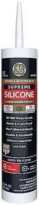 GE Supreme Silicone Caulk for Kitchen & Bathroom - 100% Waterproof Silicone Sealant, 7X Stronger Adhesion, Shrink & Crack Proof - 10 oz Cartridge, White, Pack of 1