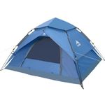 AGLORY 4 Person Pop Up Tent Portable Instant Automatic Tent Waterproof Windproof with Rainfly for Camping Family Traveling Hiking Picnicing(Blue)