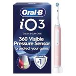 Oral-B iO3 Electric Toothbrush Adults, 1 Handle, Pink - 1 Brush Head, 3 Modes, Teeth Whitening, Rechargeable Toothbrush, UK 2 Pin Plug