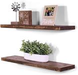 DAKODA LOVE Floating Shelves | Rugged Distressed | Solid Hardwood | Premium Craftsman Quality | Easy Hidden Bracket Wall Mount | Set of 2 (Buckskin, 36" L x 10" D)