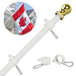 NQ 5FT Flag Poles for Outside House with Flag Pole Rings, House Flag Poles for Porch, Tangle Free Yard Flag Pole Kit, Porch Flag Pole Residential, Heavy Duty Outdoor Flag Pole (White)