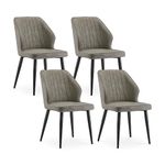 CLIPOP Faux Leather Dining Chairs Set of 4 Upholstered Kitchen Chairs with Padded Back and Metal Legs, Living Room Reception Chairs for Bedroom Home Furniture