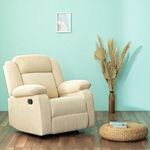 duroflex Avalon Fabric Single Seater Recliner in Beige Color