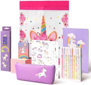 Anyfirst 37 Pz Unicornio Papeleria Regalo de Cumpleaños, Regalos de Unicornio Incluir Estuche Escolar y Cuadernos y Adhesivas, Estuche Unicornio para Niña 6 7 8 9 10 Años (Violeta)
