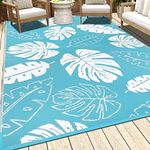 HEBE Outdoor Rug for Patios 5'x7' Clearance Waterproof Patio Mat Reversible RV Camping Rug Carpet Plastic Straw Rug Outside Floral Area Rug Doormat for Patios,Porch,RV,Balcony,Beach