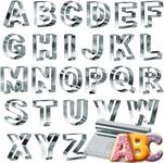 Bakerpan Stainless Steel Alphabet Cookie Cutter Set, 26 Large ABC Cookie Cutters, 3 1/2 Inch English Letters, with Bonus Dough Cutter