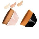 QUEMISS 2 PC Foundation Makeup Brush, Kabuki Magic Face Momma Brush Flat Top High-Density Multifunctional for Flawless Powder Brushes