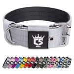 TSPRO Tactical Dog Collar 1.5 inch Wide Dog Collar Military Grade Strong Dog Collar Thick Dog Collar Heavy Duty Metal Buckle Dog Collar Fit 17.5-20.5 inches Neck (Silver -M)