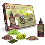 The Army Painter Battlefields Basing Set, 50ml PVA Glue, 35 Green Tufts, 1 Box of Fake Moss/Grass, Brown Battleground, Summer Undergrowth, Battle Rocks and Battlefield Snow for Warhammer 40k