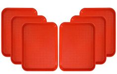 Improvhome Serving Tray Platter Rectangular Shape Plastic Trays for Drink Breakfast Tea Dinner Coffee Salad Food for Dinning Table Home Kitchen Red Set of 6