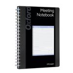 Oxford Meeting Notebook, Undated, Customizable Work Notes, Spiral Bound, Black Cover, Heavyweight 32 lb. White Paper, 7.5" x 10", 160 Pages (63830)