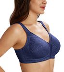 Lemorosy Full Coverage Non Padded Wireless Minimizer Bra Women's Plus Size Bras Comfort and Double Support for Large Bust(Blue,40F)