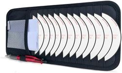 Fancy Mobility CD Case Holder for Car - Sun Visor Organizer for 12 CD’s/Dvd’s, 1 Mesh Pocket & 1 Horizontal Pen Holder - Safe, Ergonomic Design (Black)