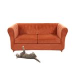 SYLC Stretch Velvet Chesterfield Sofa Cover, Couch Cover with Seat Cushion Cover for Curved Settee Armchair Vintage Style (Orange,Sofa+2 Large Seats)