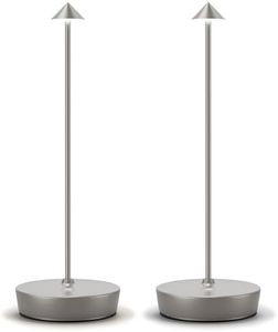 ZenithLight 2 Pack LED Cordless Table Lamp, 6000mAh Rechargeable Battery Operated Outdoor Waterproof Stepless Dimming Modern Portable Table Light for Restaurant Dining Patio