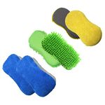 Polyte Microfibre Scratch Free Car Wash Detailing Exterior Interior Sponge Set, 3 Pack (Blue, Green, Yellow)