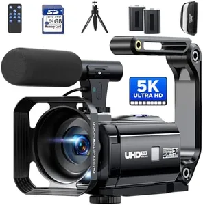5K Camcorder Video Camera 56MP Vlogging Camera YouTube 16X Digital Zoom Webcam Anti-shake 3.0" 270° Rotation Touchscreen Dual Lens Cam corder with 64GB SD Card, 2 Batteries, Microphone, Remote, Tripod