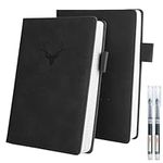 UIRIO 2 Pack Notebooks and Journals (Black) - B5 Lined Paper with 360-pages - Wide Ruled Journaling Notebook - Executive Journal for Men, Women, Work, Writing