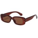 Kimorn Rectangle Sunglasses for Women Men Trendy Retro Fashion Glasses 90’s Vintage UV 400 Protection Square Frame K1200 (Brown Frame Brown Lens, 65)