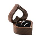 Wooden Wedding Ring Box Heart Engagement Propose Velvet Ring Boxes Visible Window Ring Case Engagement Double Buckle Walnut Jewelry Ring Storage Box for Couples Proposal Wedding Day Gift